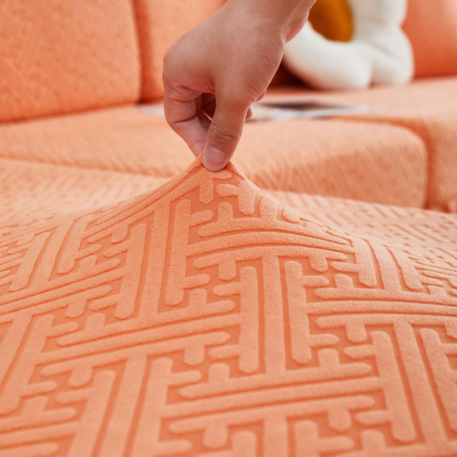 Stretch Sofa Covers with Skirt for Couch Seat and Cushion, Chaise, Sectional, 1/2/3/4 Seater Sofas