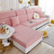 Love Stripe Jacquard Fleece Fabric Stretch Cushion Cover, Non-Slip Furniture Protector for Kids, Couch Cushion Covers