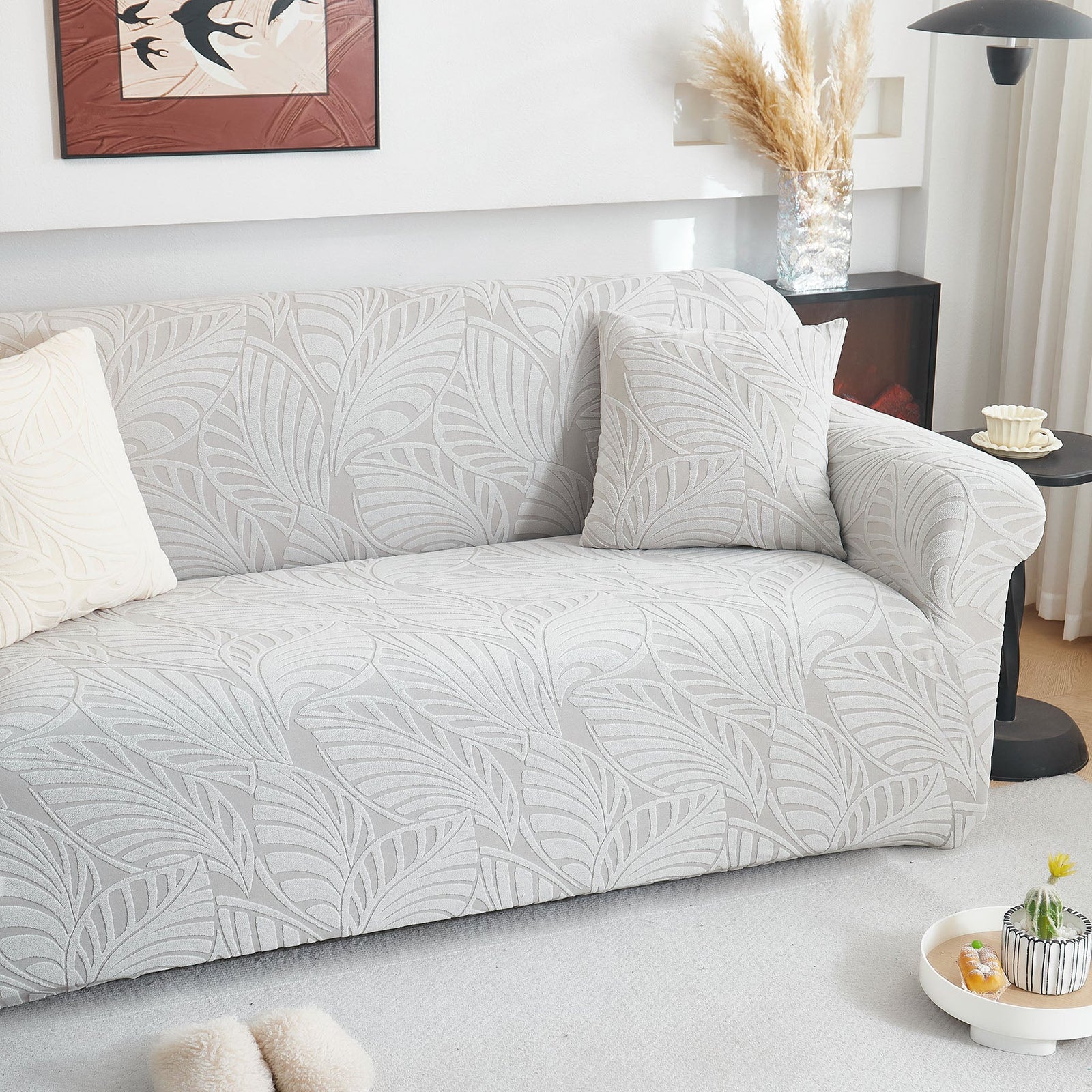 Stretch Sofa Slipcover 1-Piece Furniture Protector Couch with Elastic Bottom for Kids