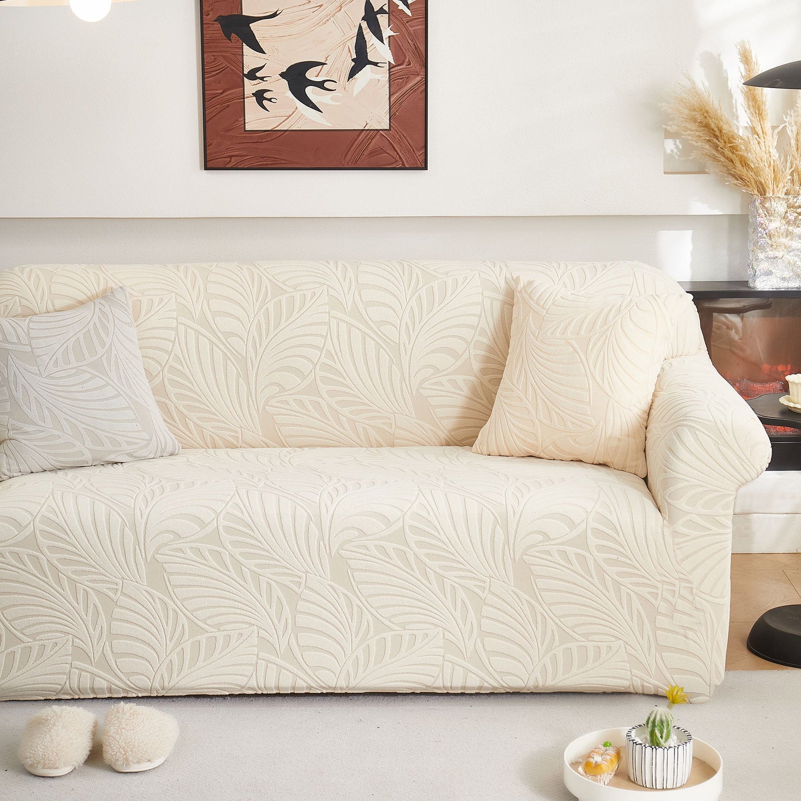Stretch Sofa Slipcover 1-Piece Furniture Protector Couch with Elastic Bottom for Kids