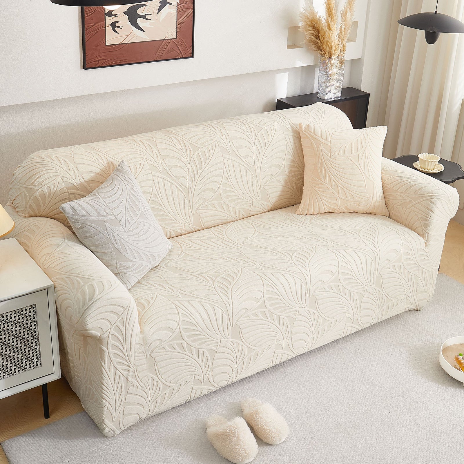 Stretch Sofa Slipcover 1-Piece Furniture Protector Couch with Elastic Bottom for Kids