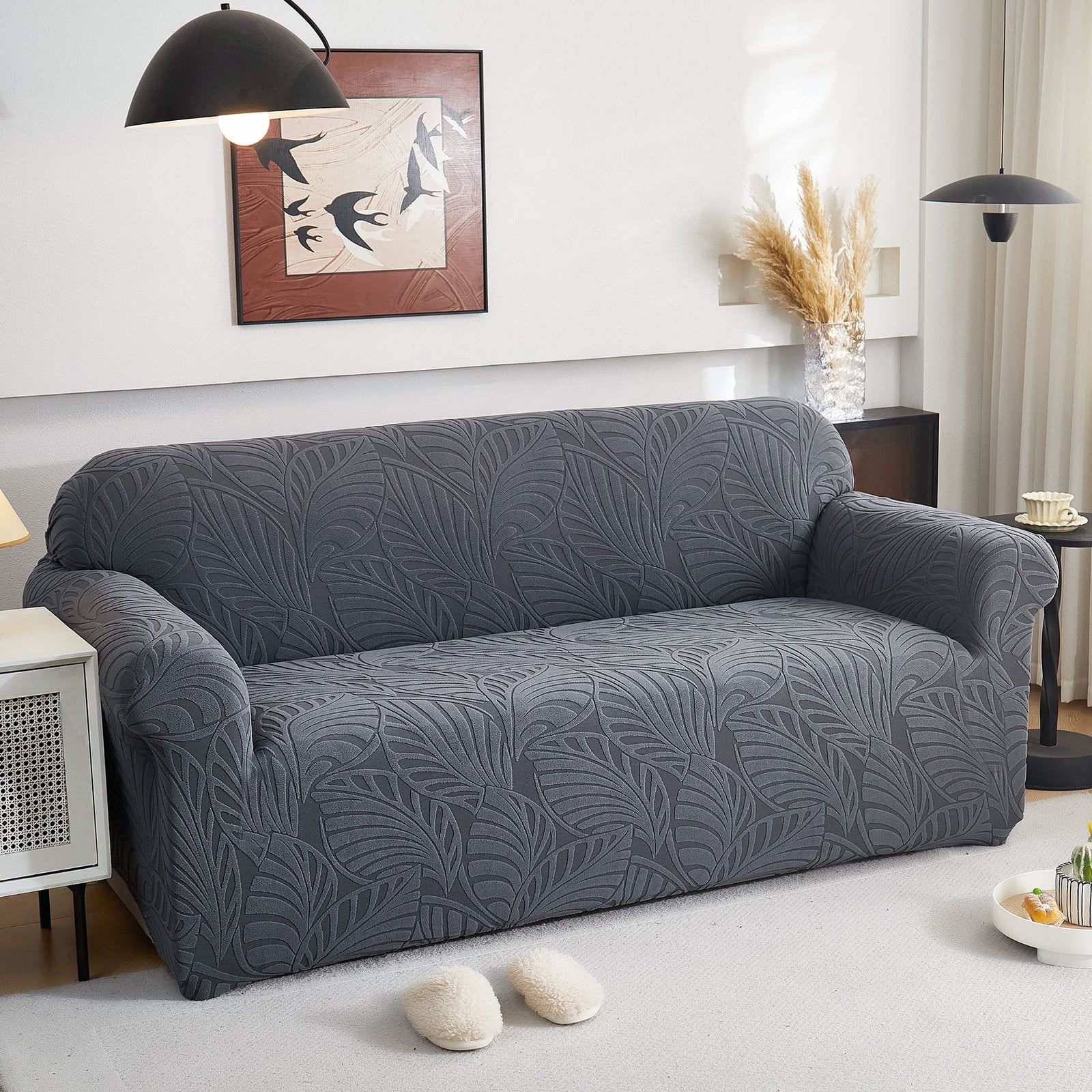 Stretch Sofa Slipcover 1-Piece Furniture Protector Couch with Elastic Bottom for Kids