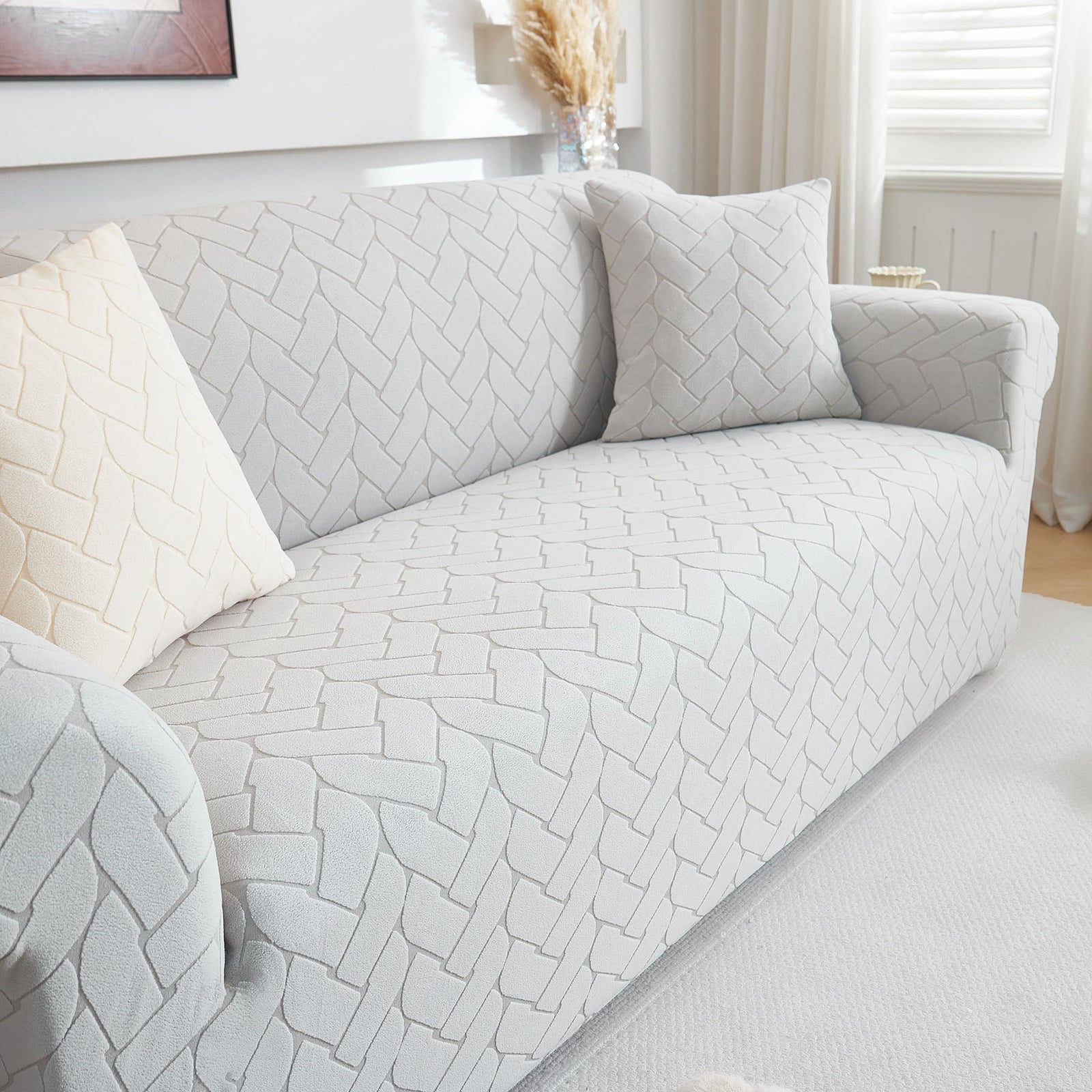 3D Jacquard Couch Slipcover, Washable Non Slip Soft Couch Sofa Cover for Kids, Pets