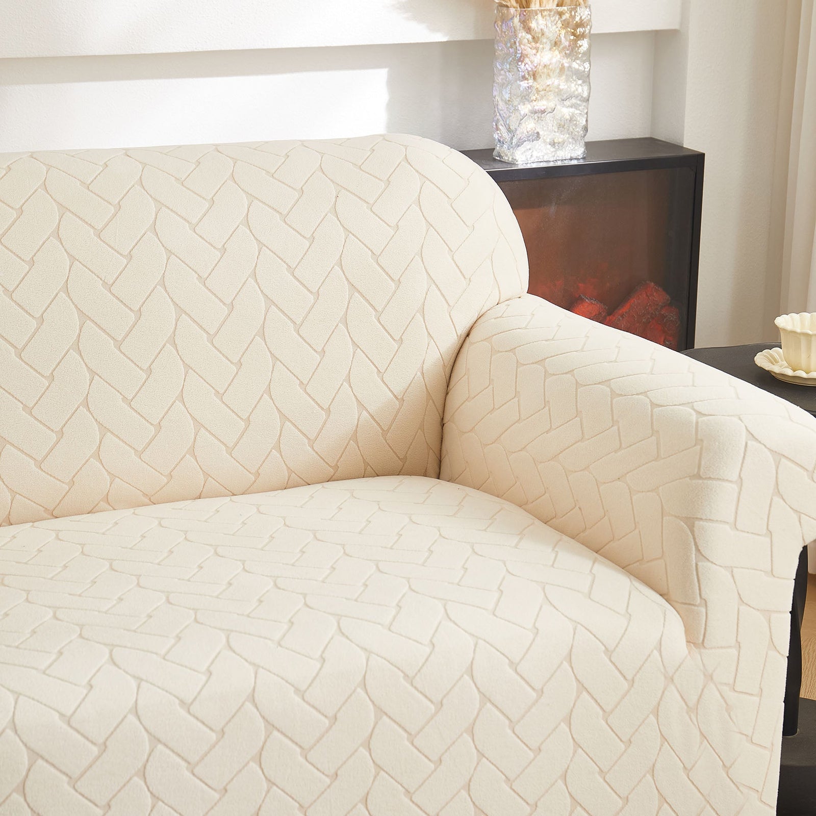 3D Jacquard Couch Slipcover, Washable Non Slip Soft Couch Sofa Cover for Kids, Pets