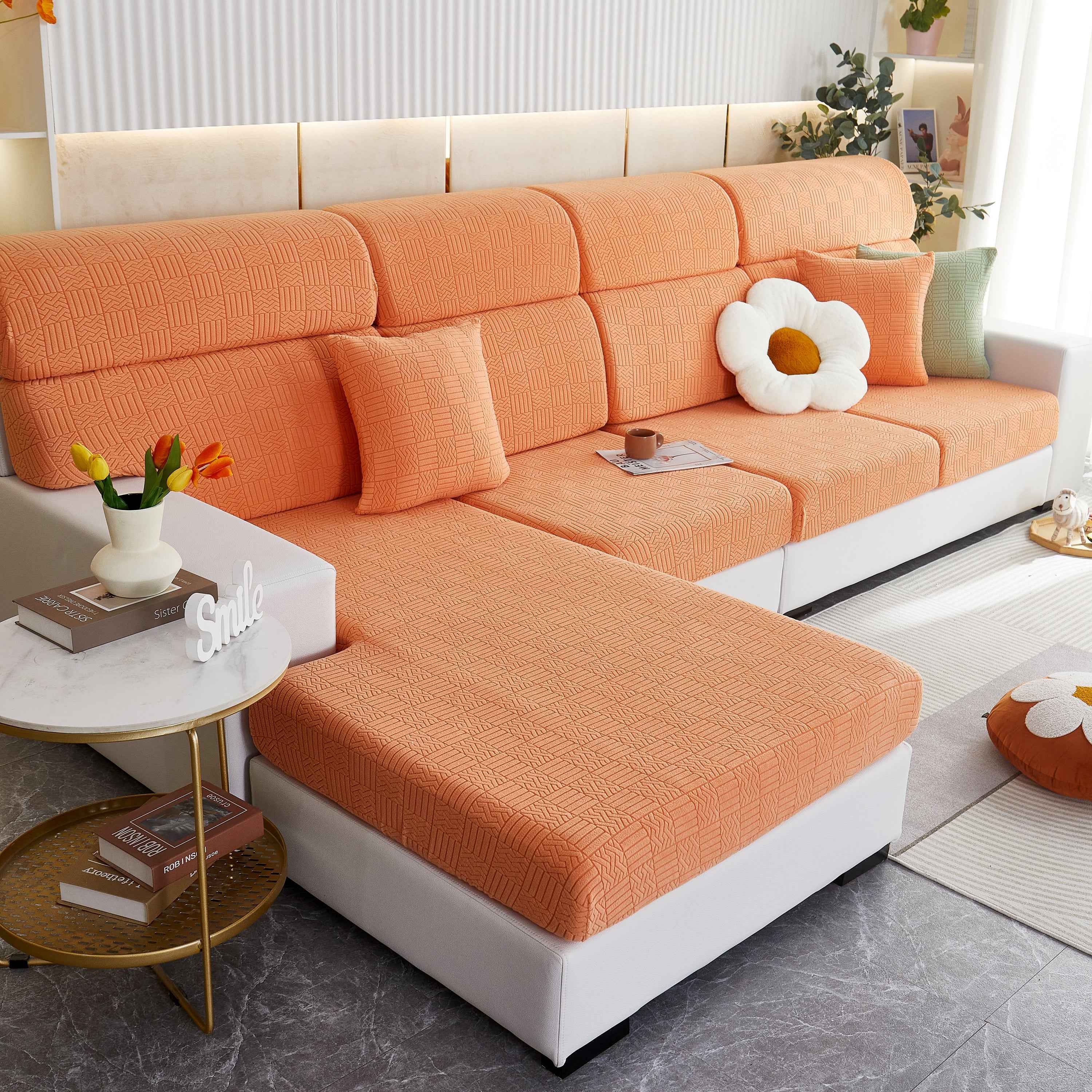 Stretchable Jacquard Fleece Sofa Cover Non-Slip Pet Furniture Protector Recliner and Cushion Slipcovers