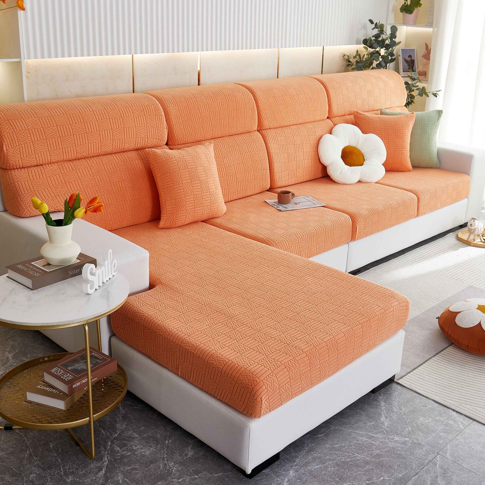Stretchable Jacquard Fleece Sofa Cover Non-Slip Pet Furniture Protector Recliner and Cushion Slipcovers