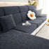 Leaf Pattern Jacquard Fabric Stretchable Cushion Cover, Non-Slip Furniture Protector for Kids, L Shaped Couch Covers