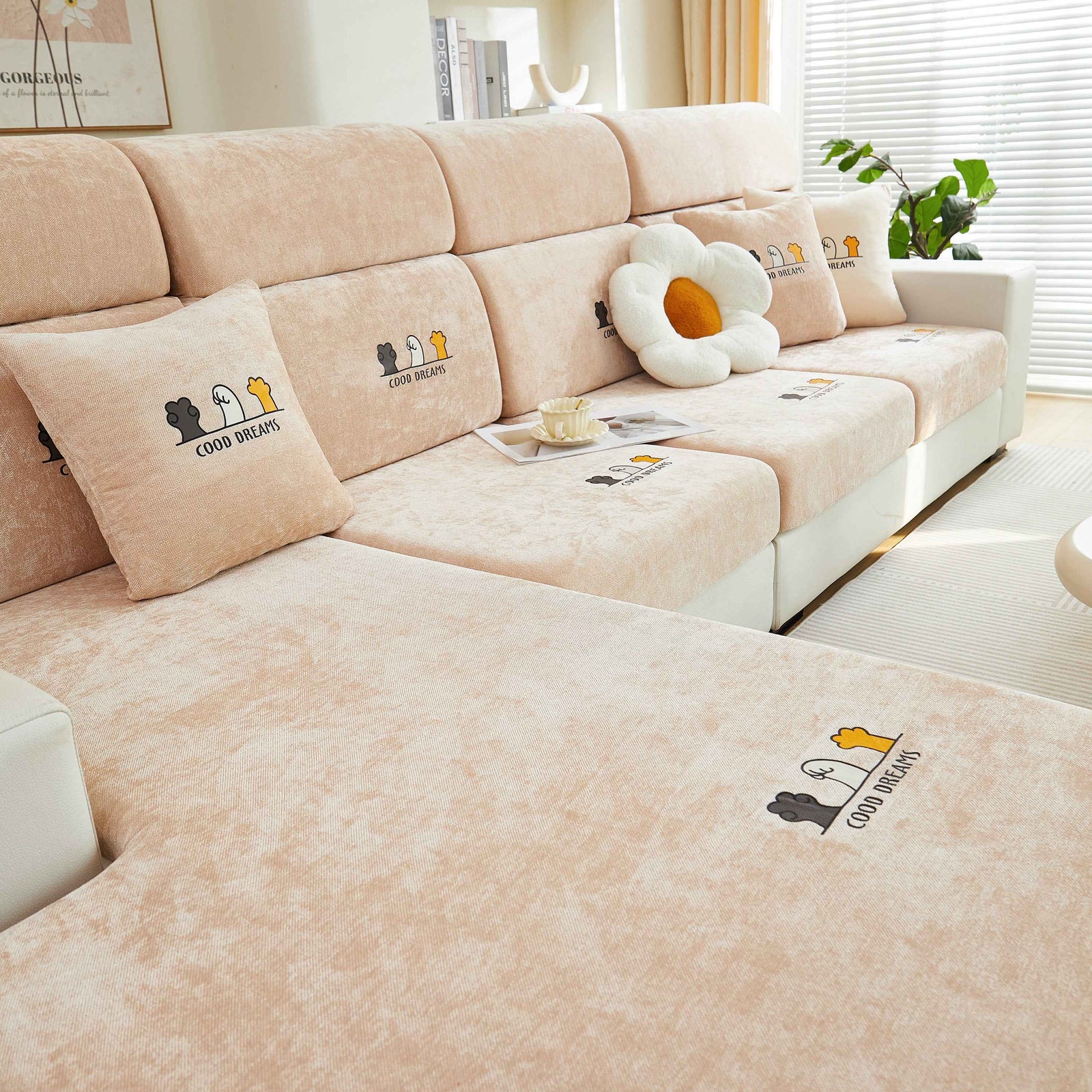 Super Stretch Seat Cushion/Couch Slipcover, Solid Couch Cushion Covers Washable Furniture Protector