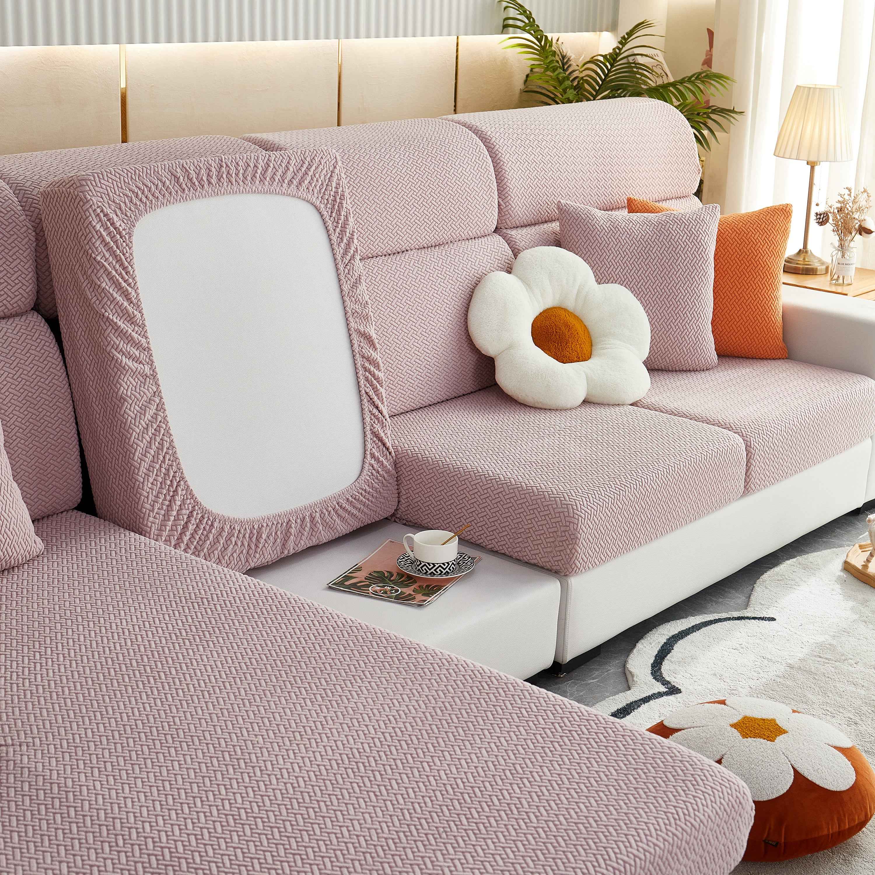 High Stretch Separate Cushion Covers Sofa Slipcover for L-Shaped Sectional Couch