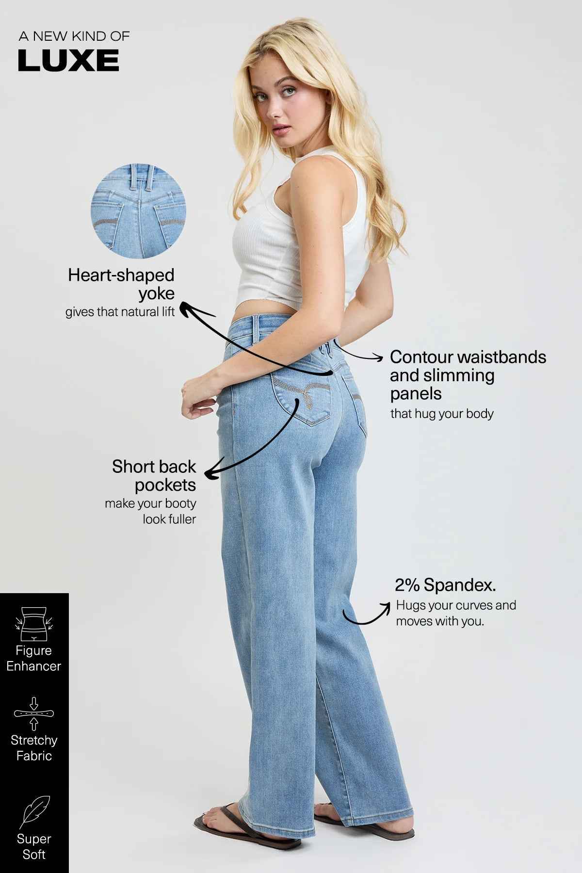 Women's Luxe High Rise WannaBettaButt Straight Jeans