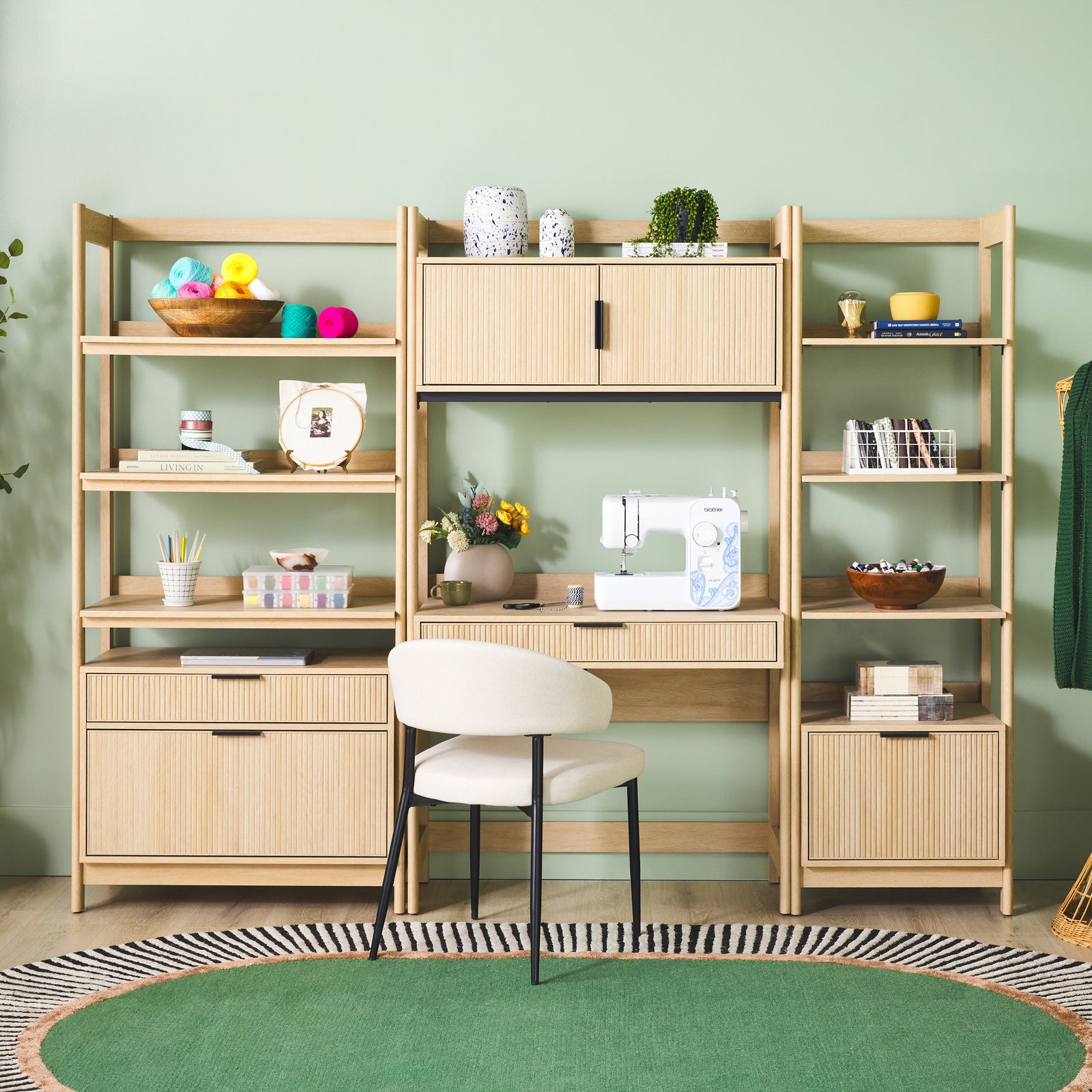 Holmes Modern Scandinavian Reeded Wide Bookshelf