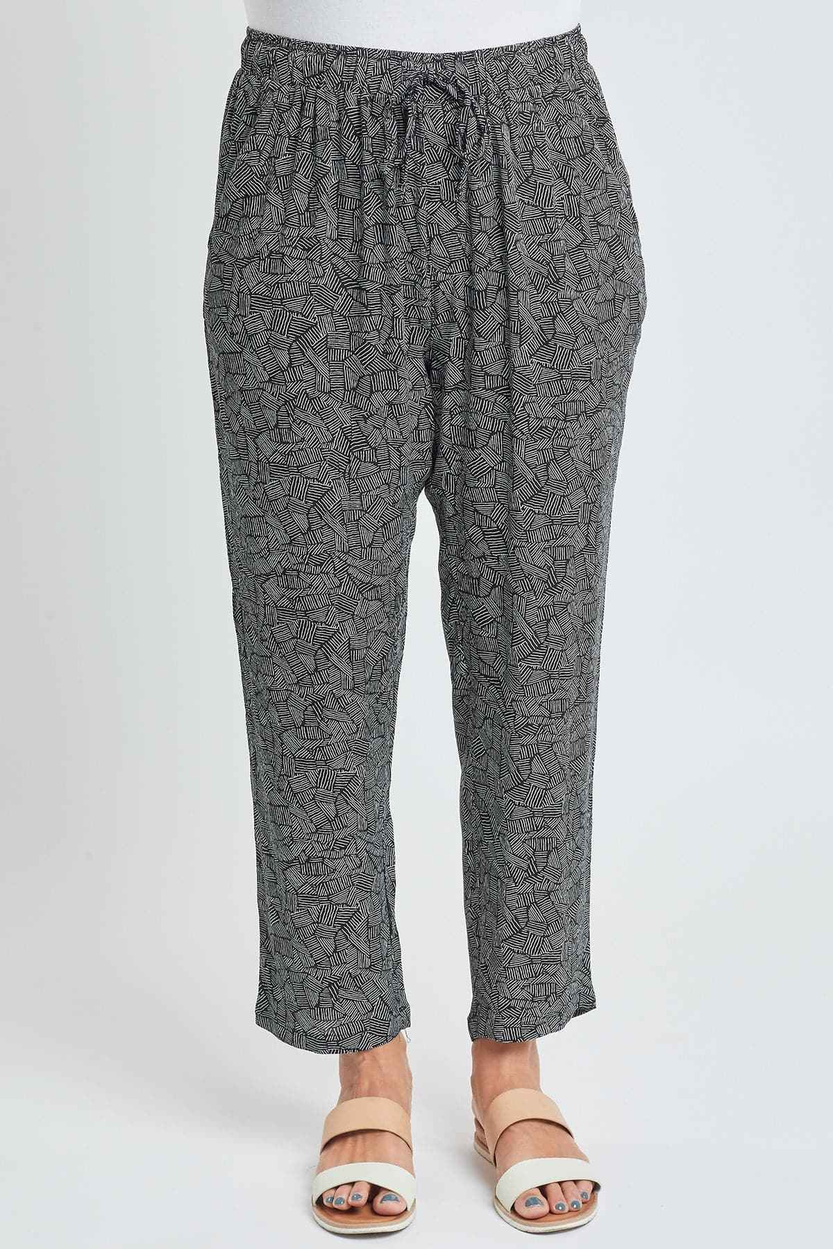 Women's Straight Tapered High Rise Drawstring Waistband Pants Lifestyle Collection