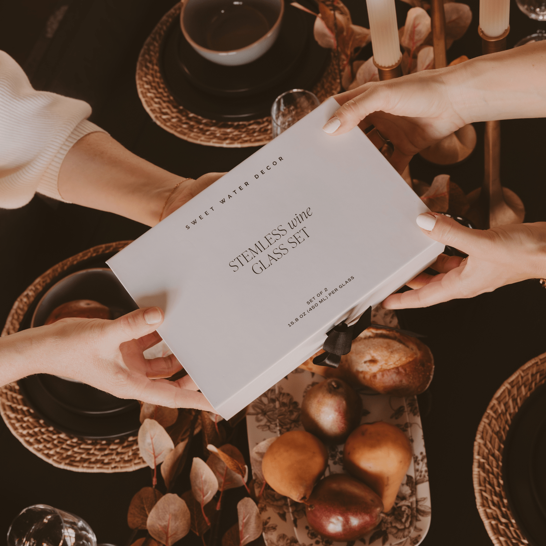 Delft Stemless Wine Glass - Boxed Set of 2