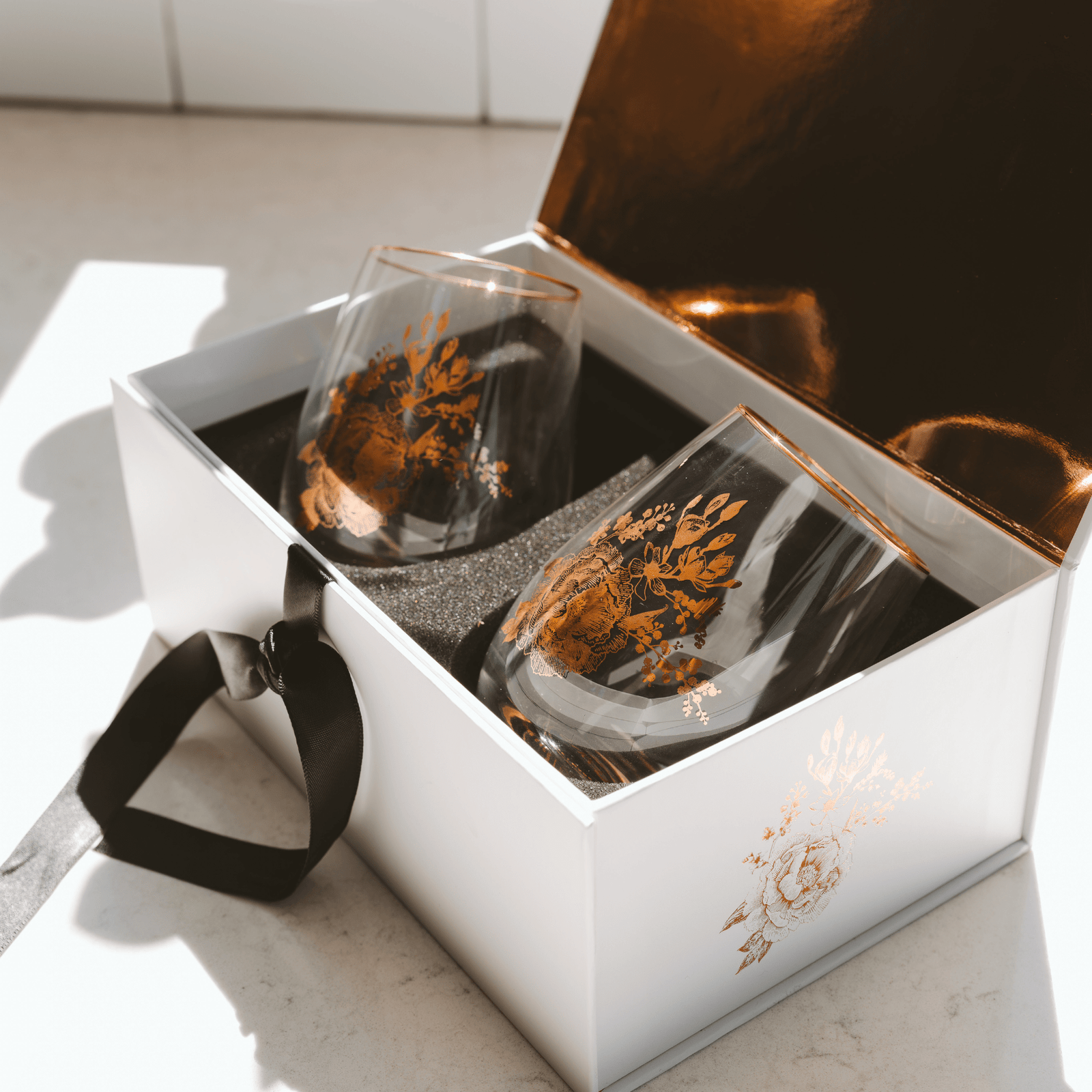 Delft Stemless Wine Glass - Boxed Set of 2