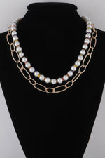 Women's Double Layered Pearl N Chain Necklace BYMANYC ® New York CONTEMPORARY VIBRANT MODERN FASHION - New Collection