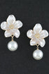 Women's Drop Earrings Pearl Flower Accent BYMANYC ® New York ELEGANT FLORAL DANGLE EARRINGS - New Collection