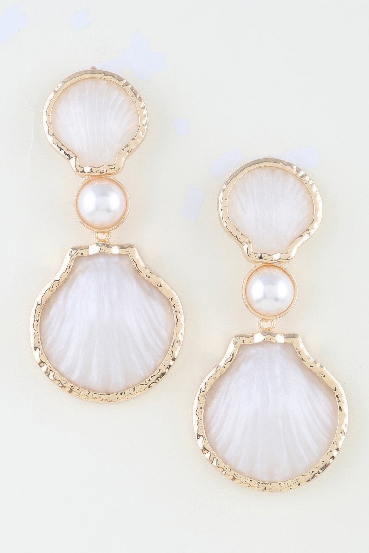 Women's Drop Earrings Hammered Shell Accent BYMANYC ® New York ORGANIC STONE DANGLE EARRINGS - New Collection