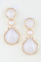 Women's Drop Earrings Hammered Shell Accent BYMANYC ® New York ORGANIC STONE DANGLE EARRINGS - New Collection