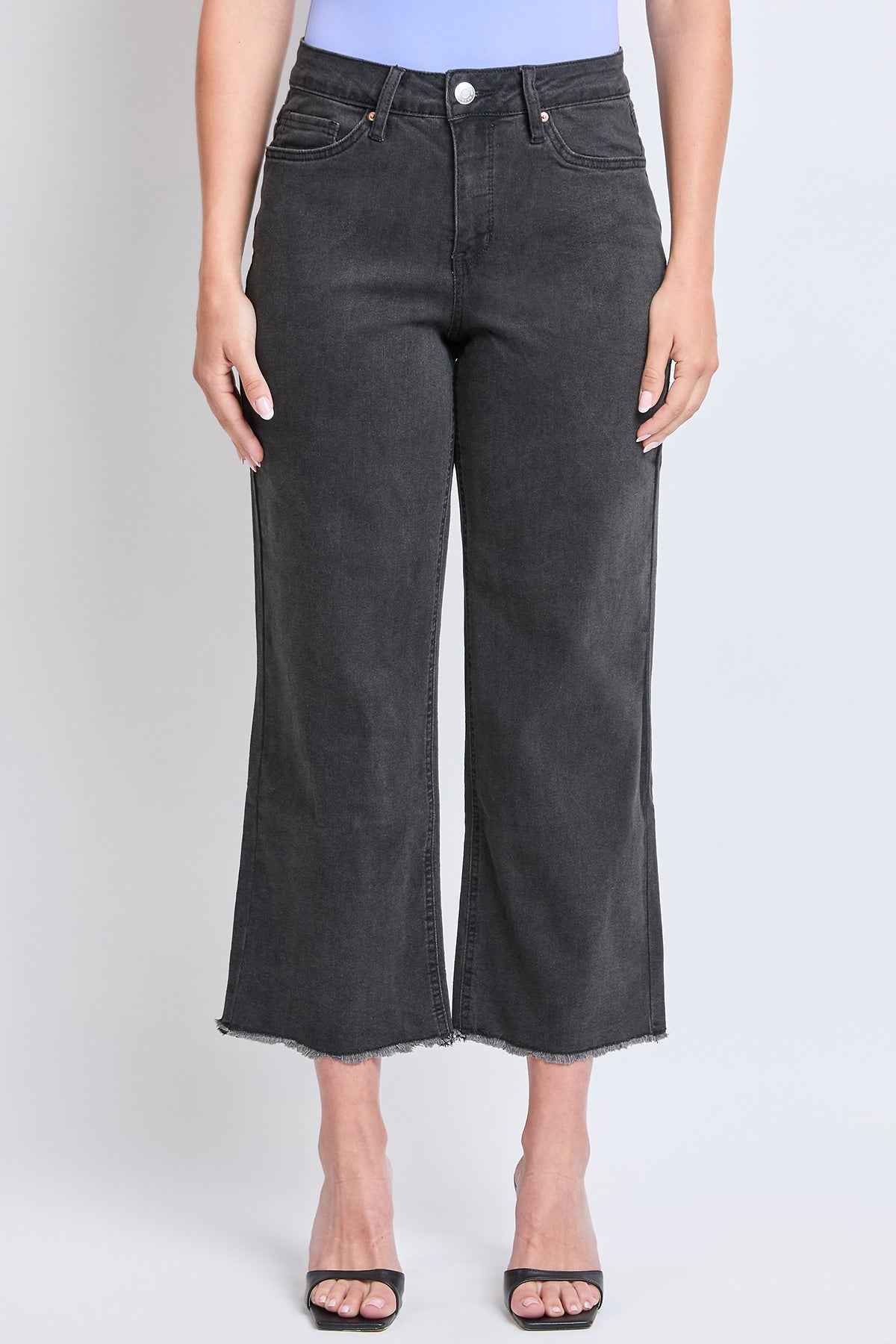 Women's High Rise Wide Leg Crop Raw Hem Jean