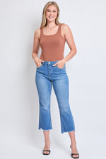 Women's Curvy Fit High Rise Hi-Lo Frayed Hem Jean