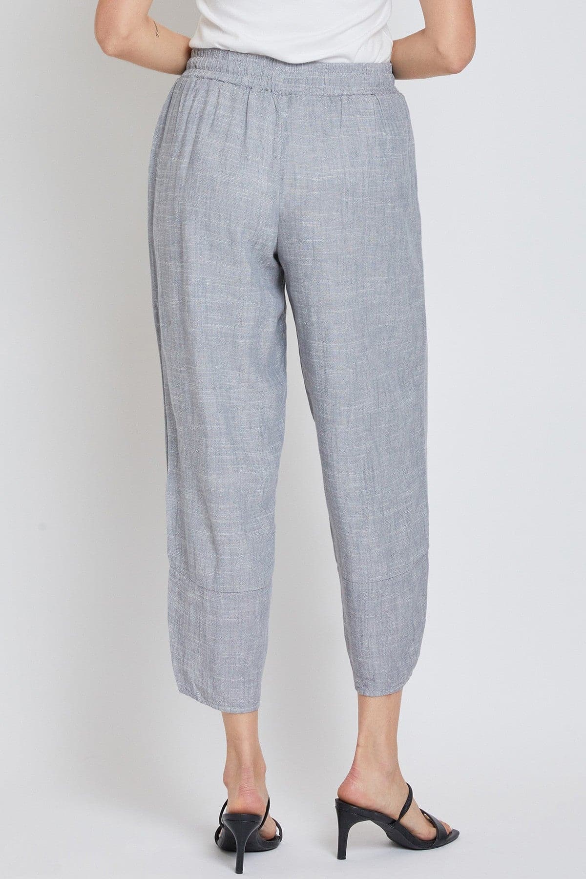 Women's Linen Elastic Waist with Tulip Hem Pant