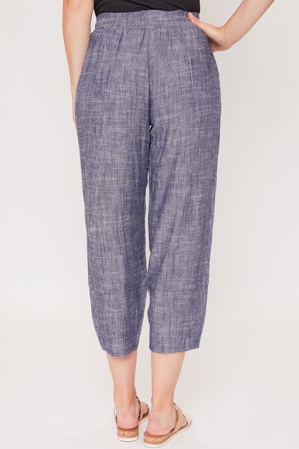 Women's Linen Elastic Waist with Tulip Hem Pant