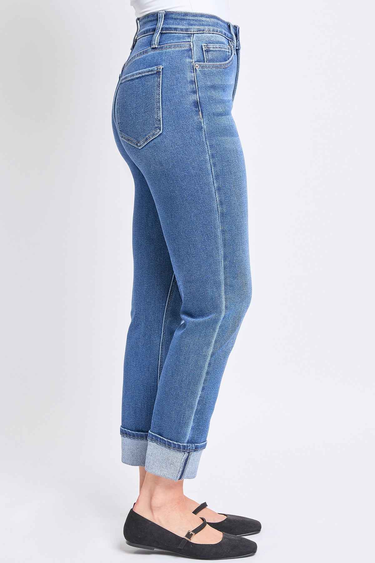 Women's High Rise Vintage Wash Straight Cuff Jean