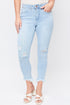 Women's Vintage High Rise Frayed Hem Ankle Jean