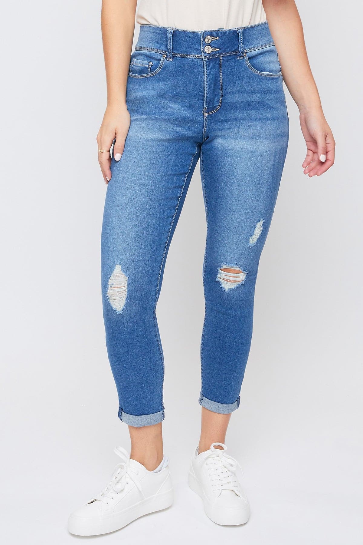 Women's Essential 2-Button Roll Cuff Ankle Jeans