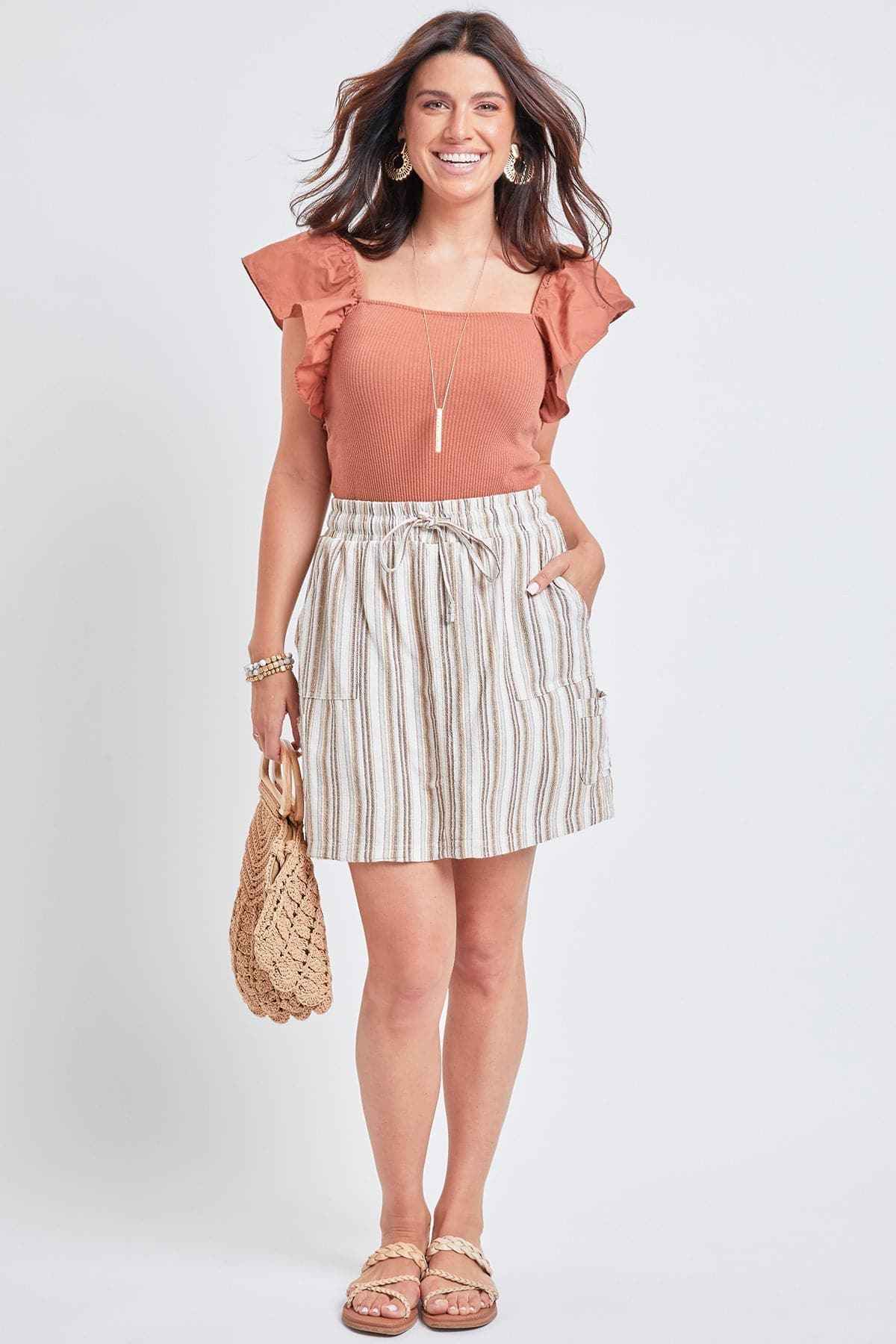 Women's High Rise Linen Cargo Skort