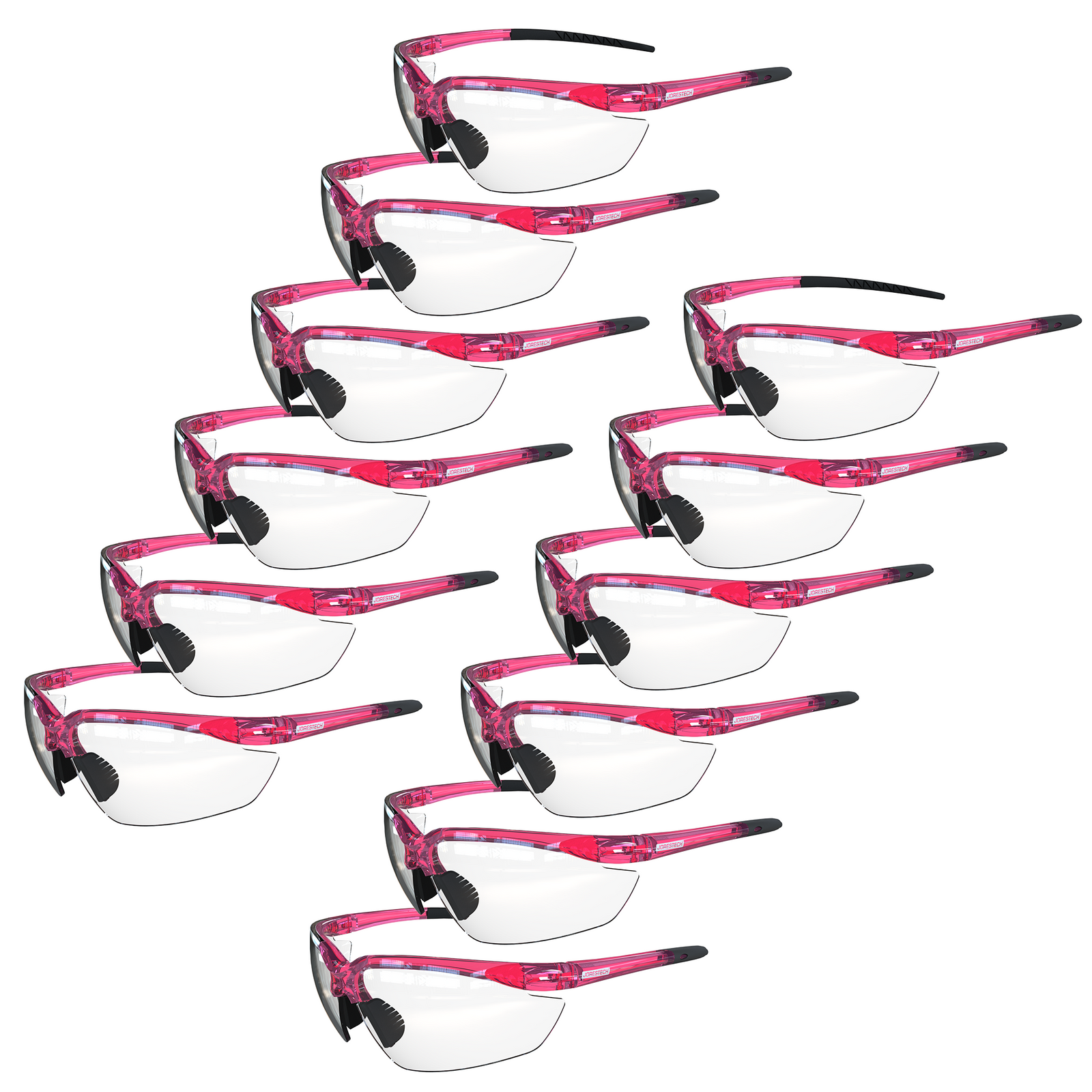 Wraparound Safety Glasses with Flexible Rubber Temple Tips