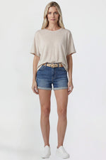 Women's Belted Premium Stretch Fold-Over Cuff Shorts