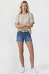 Women's Belted Premium Stretch Fold-Over Cuff Shorts