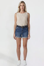 Women's Belted Premium Stretch Fold-Over Cuff Shorts