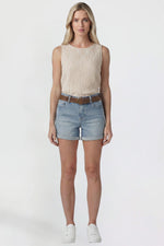 Women's Belted Premium Stretch Fold-Over Cuff Shorts