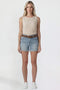 Women's Belted Premium Stretch Fold-Over Cuff Shorts