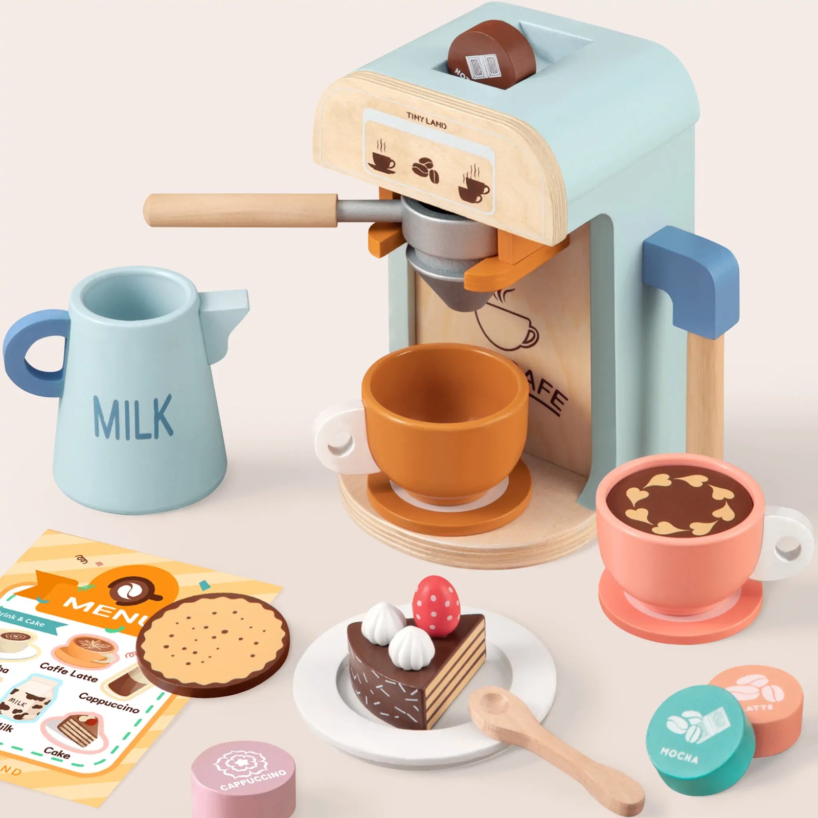 Tiny Land Wooden Kids Play Coffee Maker Set