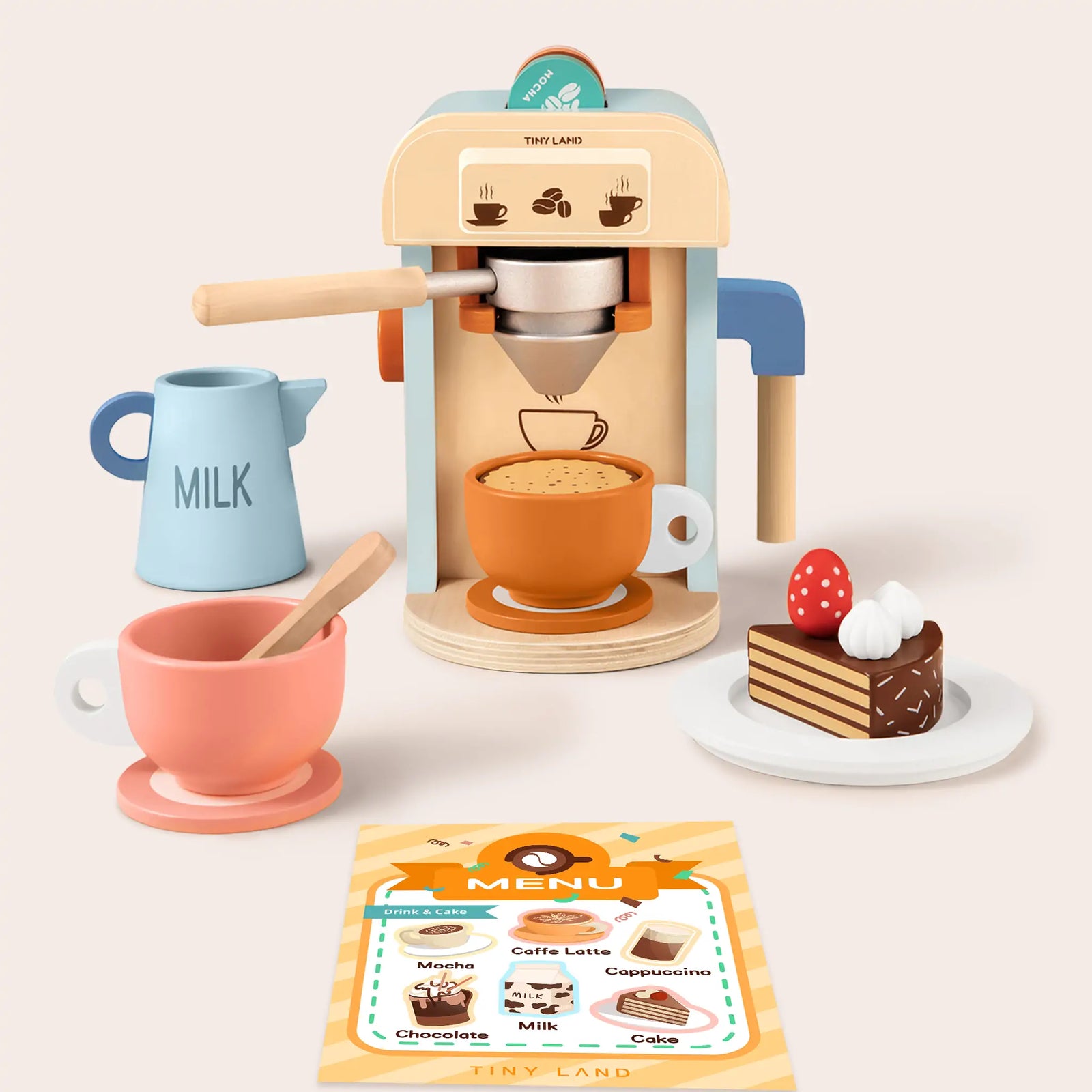 Tiny Land Wooden Kids Play Coffee Maker Set