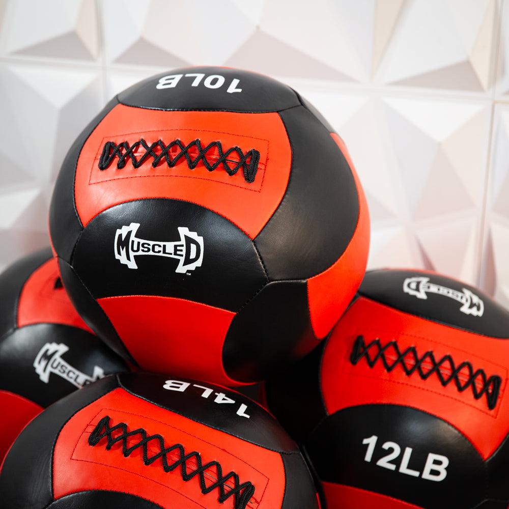 Medicine Ball / Wall Ball - Muscle D Fitness - Heavy Duty Stitching - Multi-Panel Design - 14