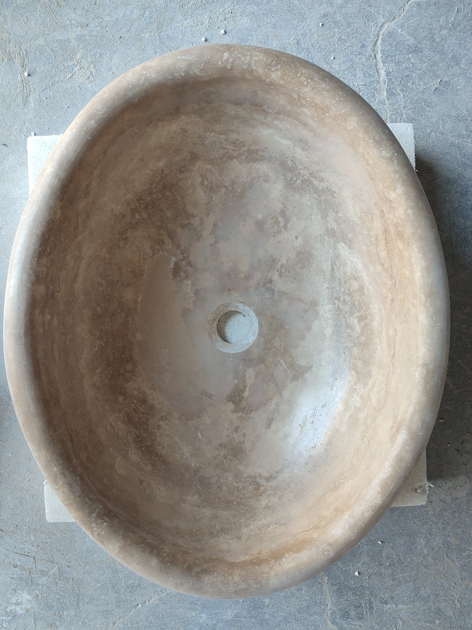 Walnut Travertine Natural Stone Vessel Sink Honed and Filled  (W)17