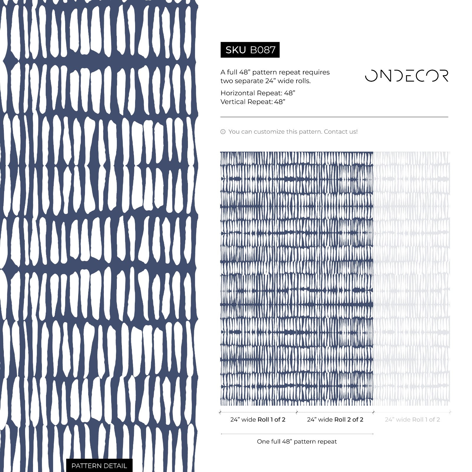 Abstract Wallpaper with Irregular Vertical Lines in Navy Blue and White - B087