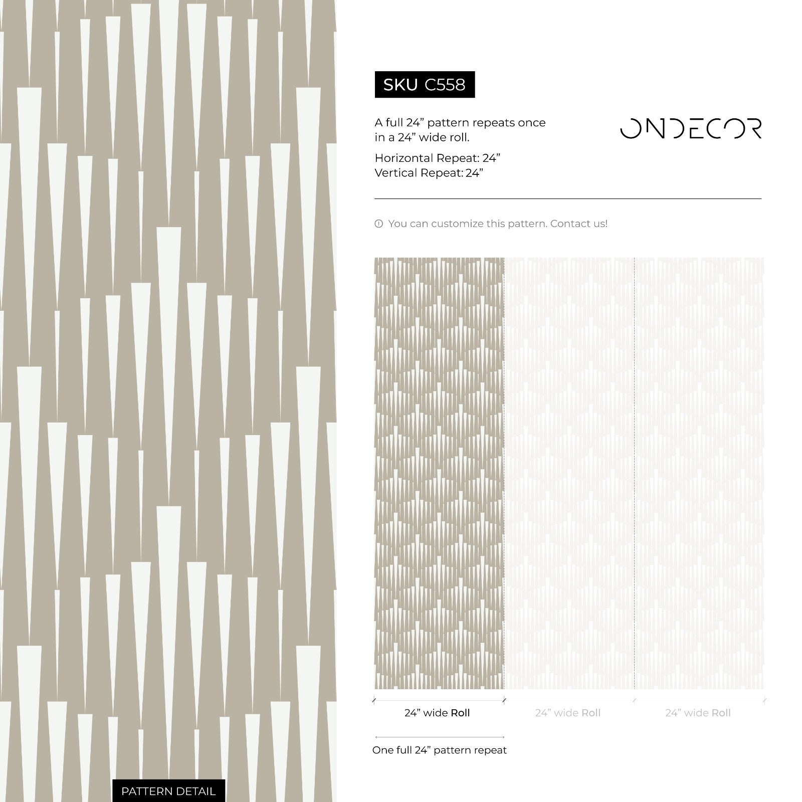 Art Deco Wallpaper with a Stylized Fan Motif in White and Beige - C558