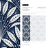 Art Deco Wallpaper with a Stylized Fan Motif in Navy Blue and Cream - C815