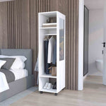 Walker Edison | White Tall Wardrobe Armoire with Mirror