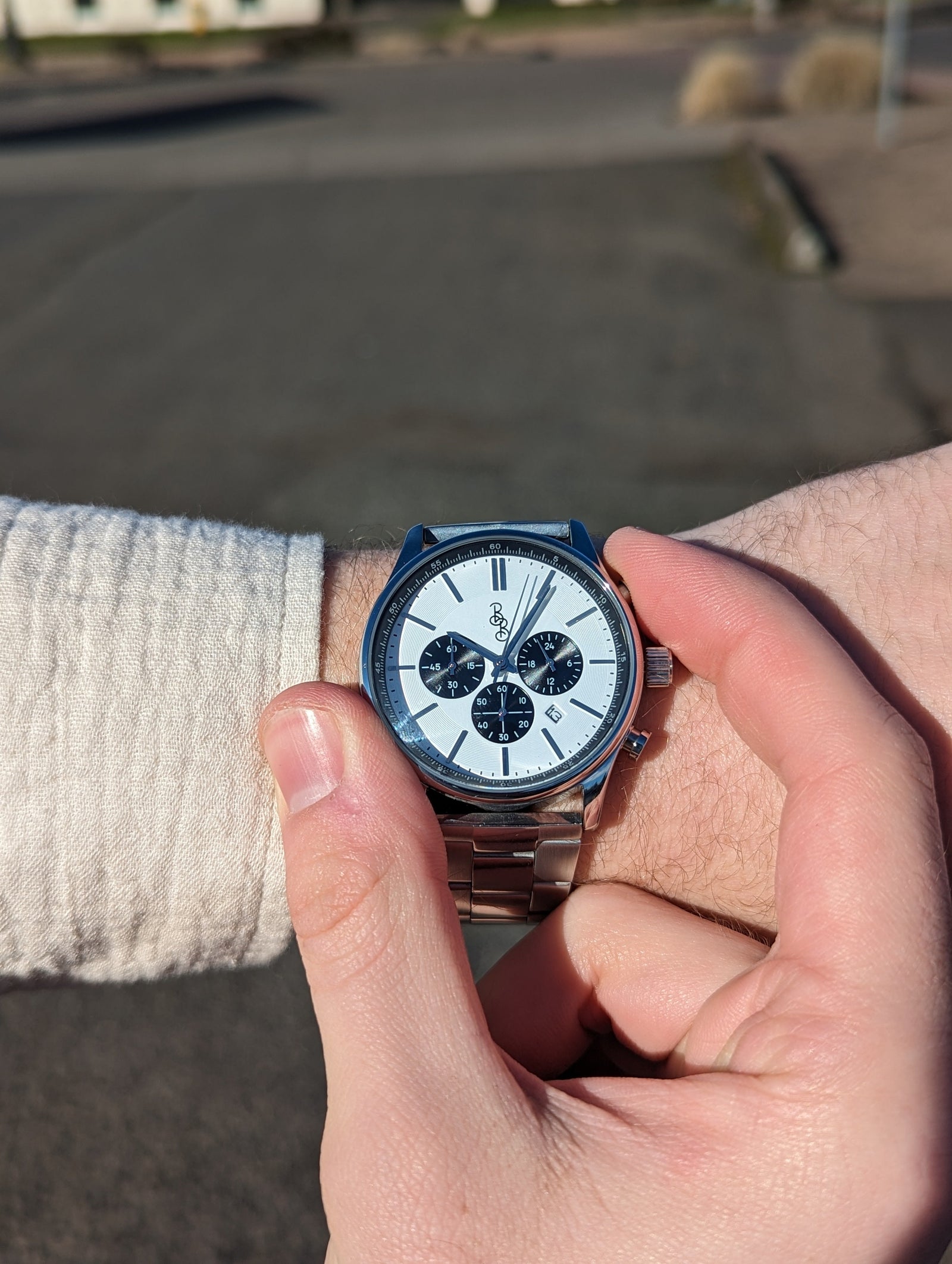 White and Black Chronograph Watch