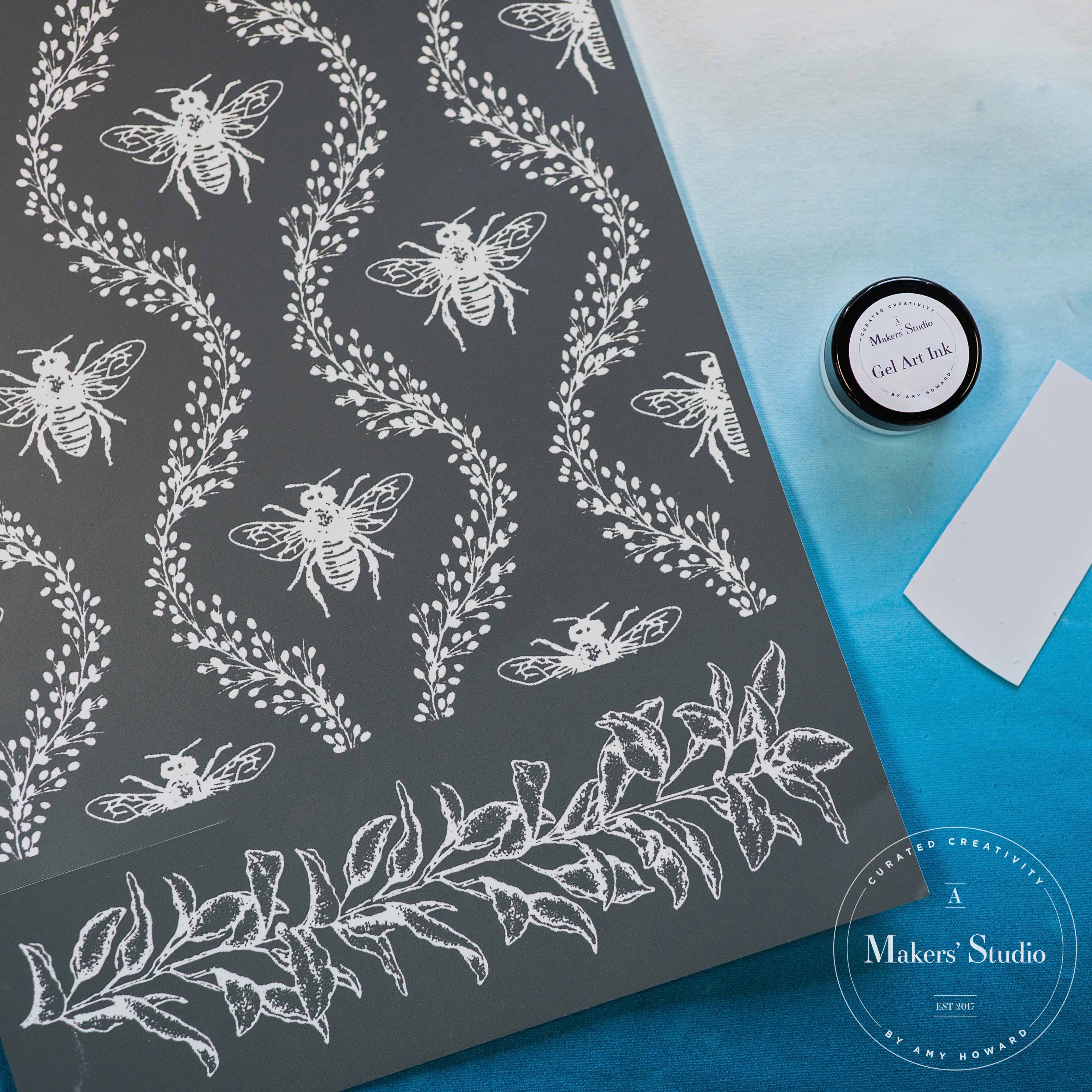 Bee and Vine - Mesh Stencil 9x12