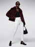Women's Faux Fur Cropped Jacket BURGUNDY - CARROLL GARDENS: New Collection COUTURE in BROOKLYN - BYMANYC ® New York