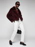 Women's Faux Fur Cropped Jacket BURGUNDY - CARROLL GARDENS: New Collection COUTURE in BROOKLYN - BYMANYC ® New York