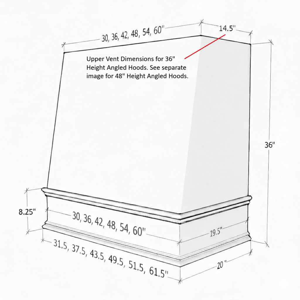 Wood Range Hood With Angled Front and Decorative Trim - 30