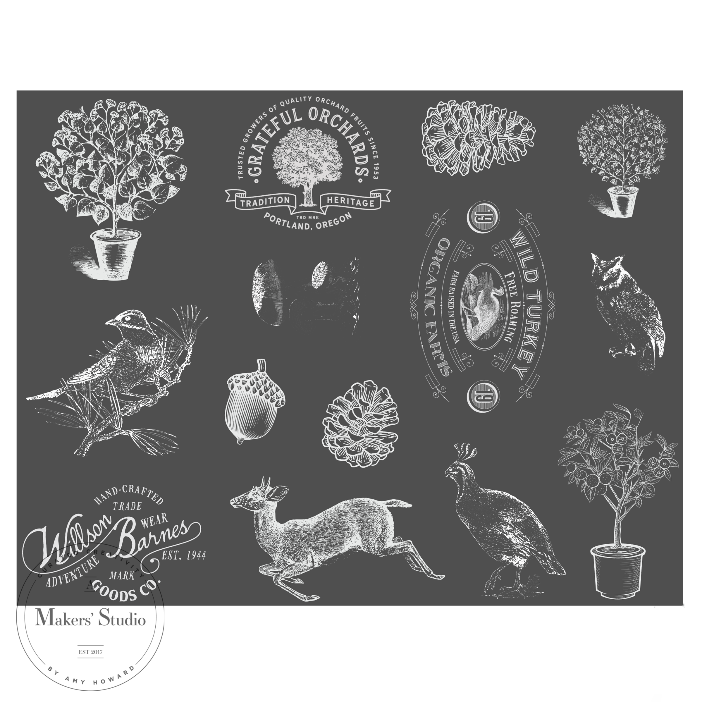 Woodland Creatures - Mesh Stencil 8.5x11